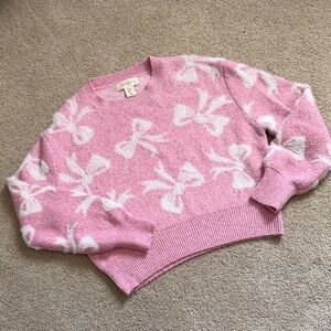 Jessica Simpson Pink and White Bow Sweater
